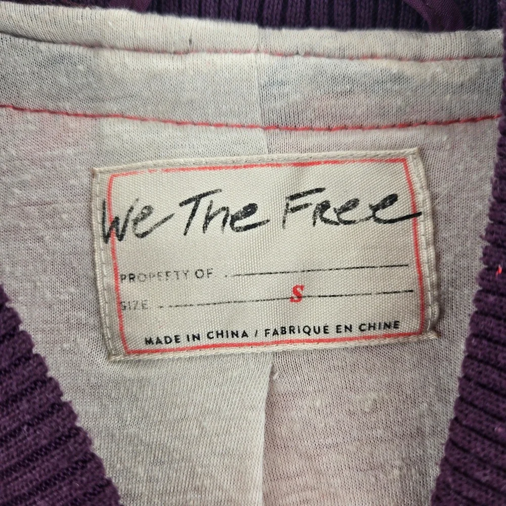 We The Free People Rivington Red Purple Sherpa Fleece Bomber Jacket Womens Small
